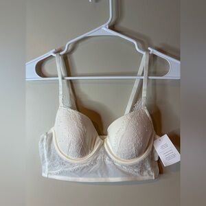 Auden White Lightly Lined Demi Coverage Long Line Bra